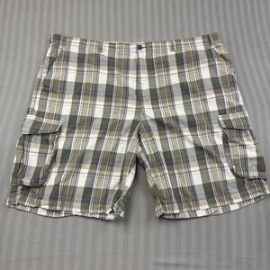 True Nation Men's Cotton Plaid Cargo Shorts Size 52 Waist Big and Tall